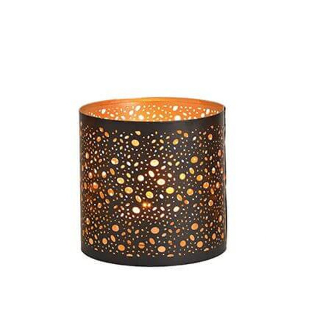 1x tealights/candle holders black/gold dots pattern 13 cm