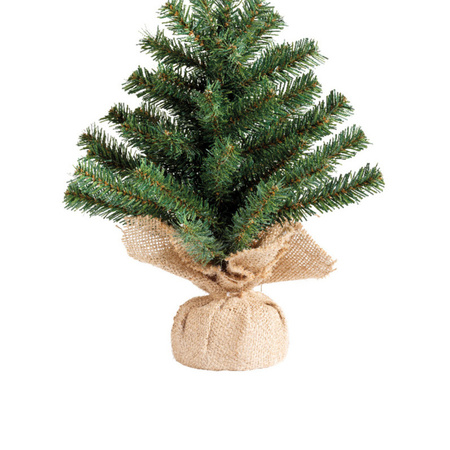 Mini kerstboom/kunst kerstboom H35 cm inclusief kerstballen zilver