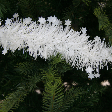 1x Kerst lametta guirlandes winter wit sterren/glinsterend 270 cm kerstboom versiering/decoratie