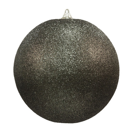 1x Zwarte grote decoratie kerstballen met glitter kunststof 25 cm