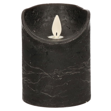 1x Black LED candle with moving flame 10 cm