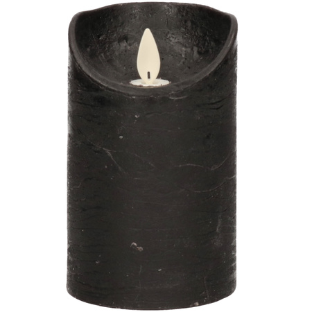 1x LED kaarsen/stompkaarsen zwart met dansvlam 12,5 cm