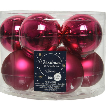 Kerstboomversiering bessen roze kerstballen van glas 6 cm 20x stuks