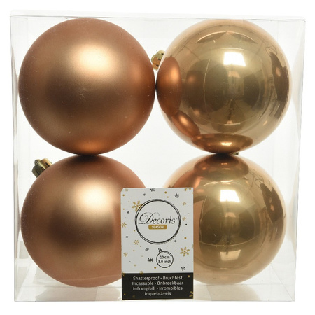 20x Kunststof kerstballen glanzend/mat camel bruin 10 cm kerstboom versiering/decoratie