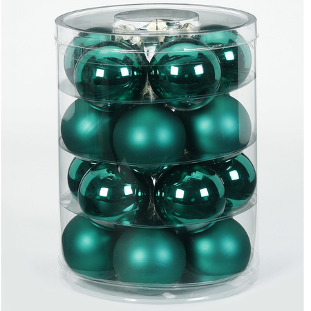 20x Dark green glass Christmas baubles 6 cm shiny and matte