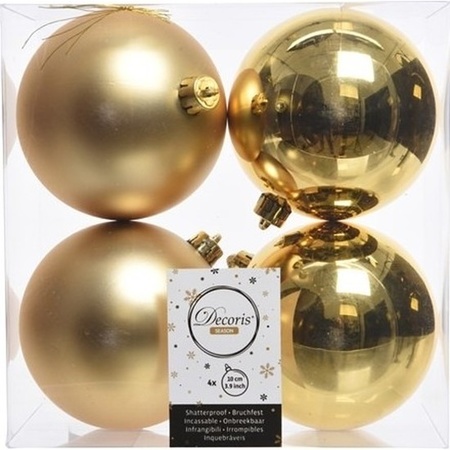 20x Gold Christmas baubles 10 cm plastic matte/shiny