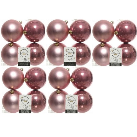 20x Kunststof kerstballen glanzend/mat oud roze 10 cm kerstboom versiering/decoratie