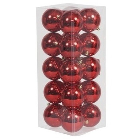 20x Kunststof kerstballen glanzend rood 8 cm kerstboom versiering/decoratie