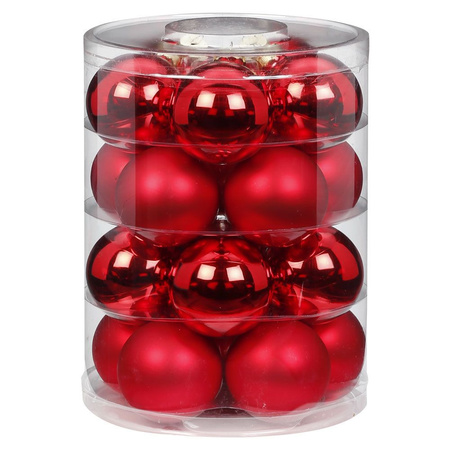 50x stuks glazen kerstballen rood mix 4 en 6 cm glans en mat