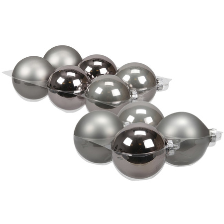 20x stuks glazen kerstballen titanium grijs 8 en 10 cm mat/glans