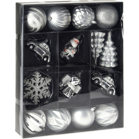 20x pcs christmas baubles and figurines silver plastic
