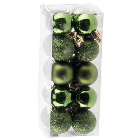 40x stuks kleine kunststof kerstballen groen en koper 3 cm