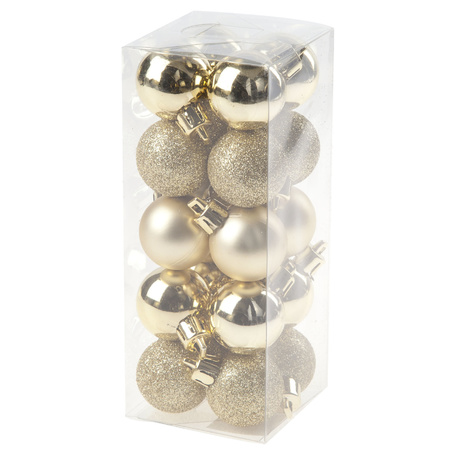 34x stuks kunststof kerstballen goud en donkerblauw 3 cm