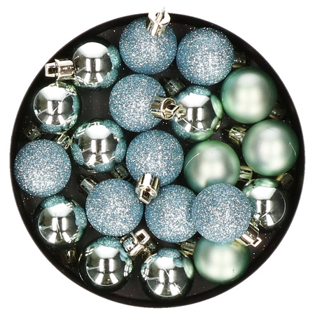 20x stuks kleine kunststof kerstballen mint groen 3 cm mat/glans/glitter