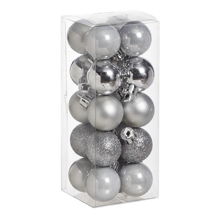 34x stuks kunststof kerstballen zilver en wol wit 3 cm