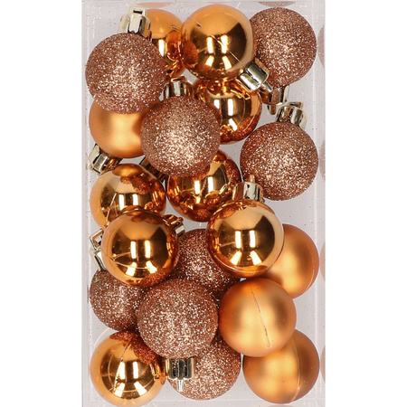20x stuks kunststof kerstballen koper 3 cm mat/glans/glitter