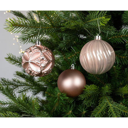 20x stuks luxe kunststof kerstballen lichtroze mix 8 cm