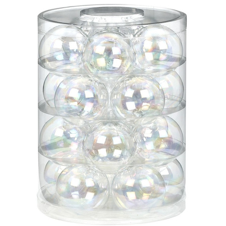 20x Transparent pearl glass Christmas baubles 6 cm shiny/matte