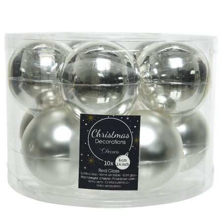 Kerstboomversiering zilveren kerstballen van glas 6 cm 20x stuks