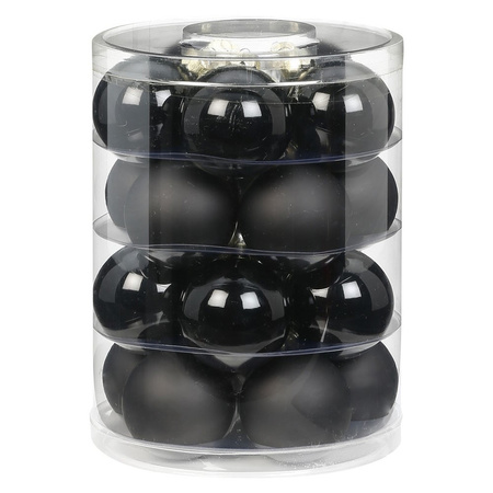 20x Black glass Christmas baubles 6 cm shiny and matte