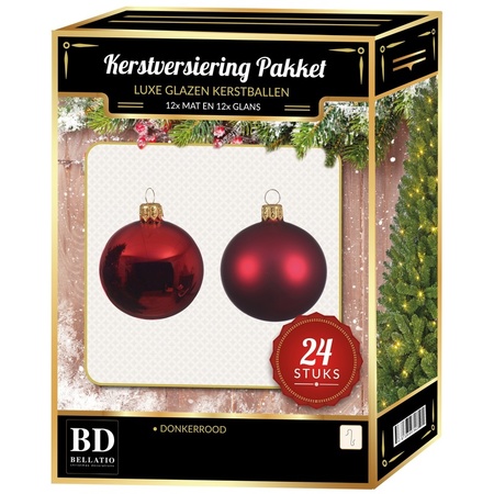 Donkerrode Kerstversiering Kerstballen 24-delig 6 cm