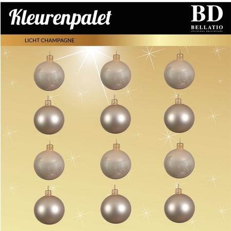 Licht parel/champagne Kerstversiering Kerstballen 24-delig 6 cm
