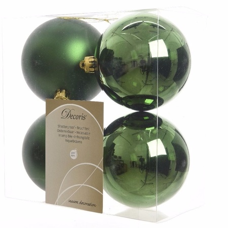 24x Dark green Christmas baubles 10 cm plastic matte/shiny