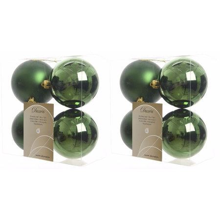 24x Kunststof kerstballen glanzend/mat donkergroen 10 cm kerstboom versiering/decoratie