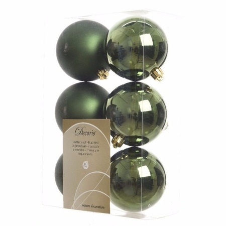 24x Kunststof kerstballen glanzend/mat donkergroen 8 cm kerstboom versiering/decoratie