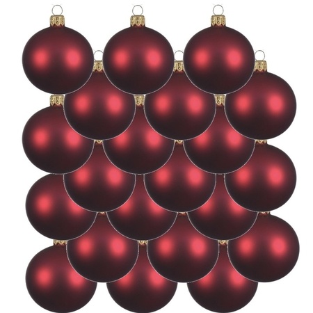 24x Glazen kerstballen mat donkerrood 8 cm kerstboom versiering/decoratie