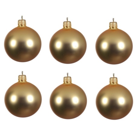 24x Glazen kerstballen mat goud 8 cm kerstboom versiering/decoratie
