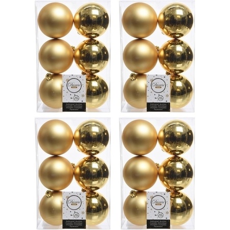 24x Kunststof kerstballen glanzend/mat goud 8 cm kerstboom versiering/decoratie goud