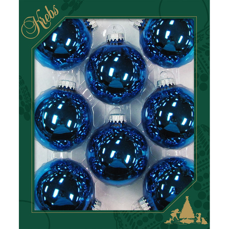 24x Hawaiian blue glass christmas baubles 7 cm