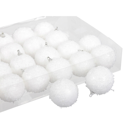 Christmas tree snowballs white 24 pieces 6 cm