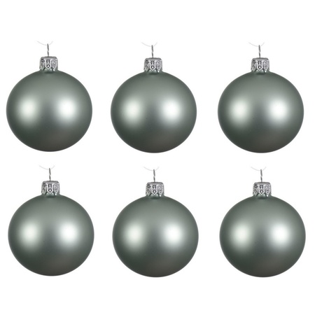 24x Glazen kerstballen mat mintgroen 8 cm kerstboom versiering/decoratie