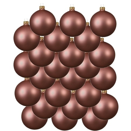 24x Glazen kerstballen mat oud roze 6 cm kerstboom versiering/decoratie