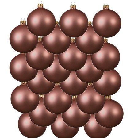 24x Glazen kerstballen mat oud roze 8 cm kerstboom versiering/decoratie
