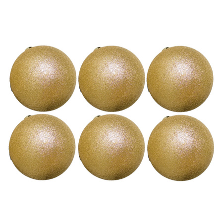 24x stuks kerstballen goud glitters kunststof 8 cm