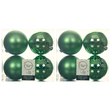 24x stuks kunststof kerstballen groen 10 cm glans/mat