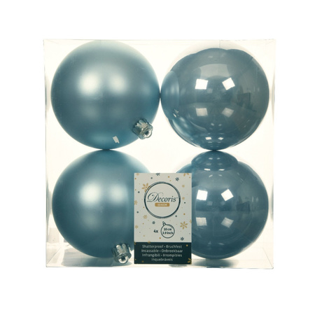 24x stuks kunststof kerstballen lichtblauw 10 cm glans/mat