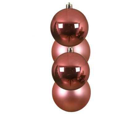24x stuks kunststof kerstballen lippenstift roze 10 cm glans/mat
