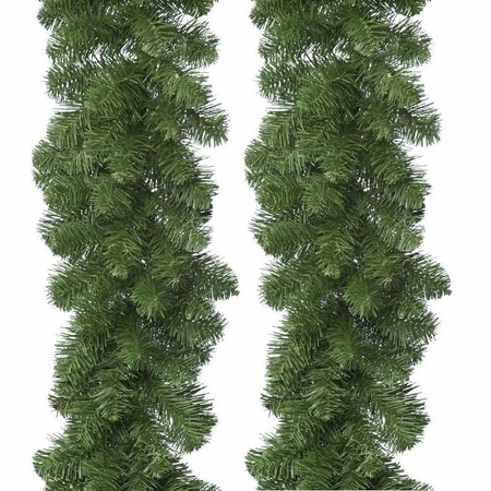 2x Groene dennenslinger Imperial Pine 270 cm