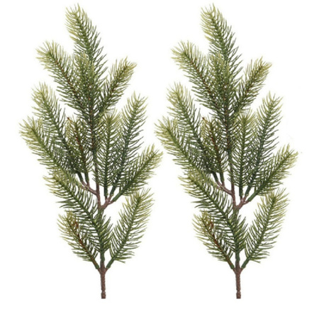 2x Green christmas branch/fir twigs 52 cm 