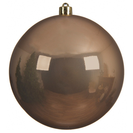 2x Grote raam/deur/kerstboom decoratie camel bruine kerstballen 20 cm glans