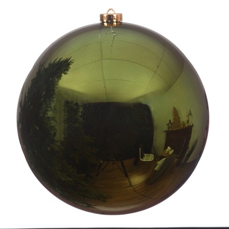 2x Grote raam/deur/kerstboom decoratie donkergroene kerstballen 14 cm glans