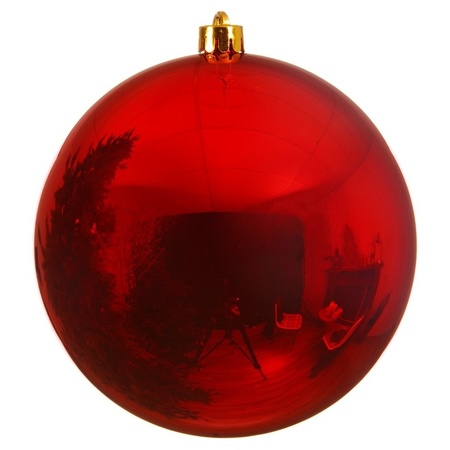 2x Grote raam/deur/kerstboom decoratie rode kerstballen 14 cm glans
