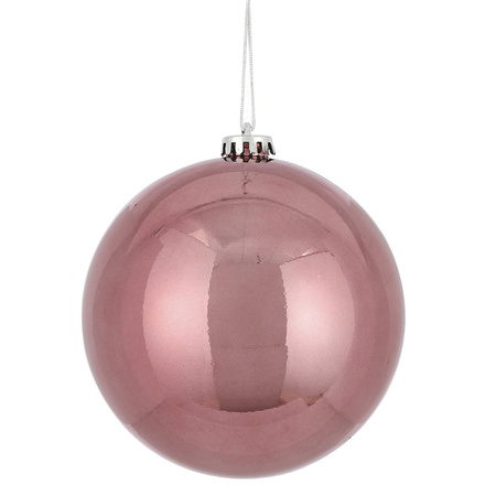 2x Grote kunststof kerstballen roze 15 cm