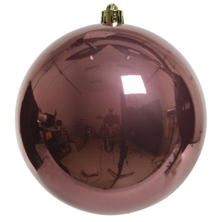 2x Grote raam/deur/kerstboom decoratie oud roze kerstballen 14 cm glans