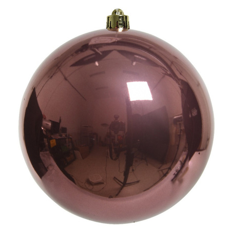 2x Grote raam/deur/kerstboom decoratie oud roze kerstballen 20 cm glans