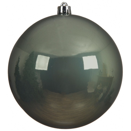 2x Grote raam/deur/kerstboom decoratie salie groene kerstballen 14 cm glans